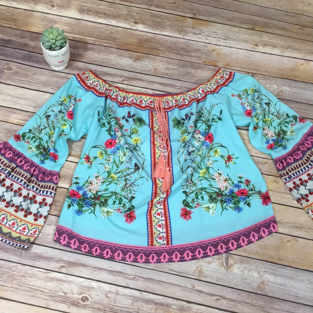 NWT Umgee Boho off the shoulder top - Picture 7 of 7
